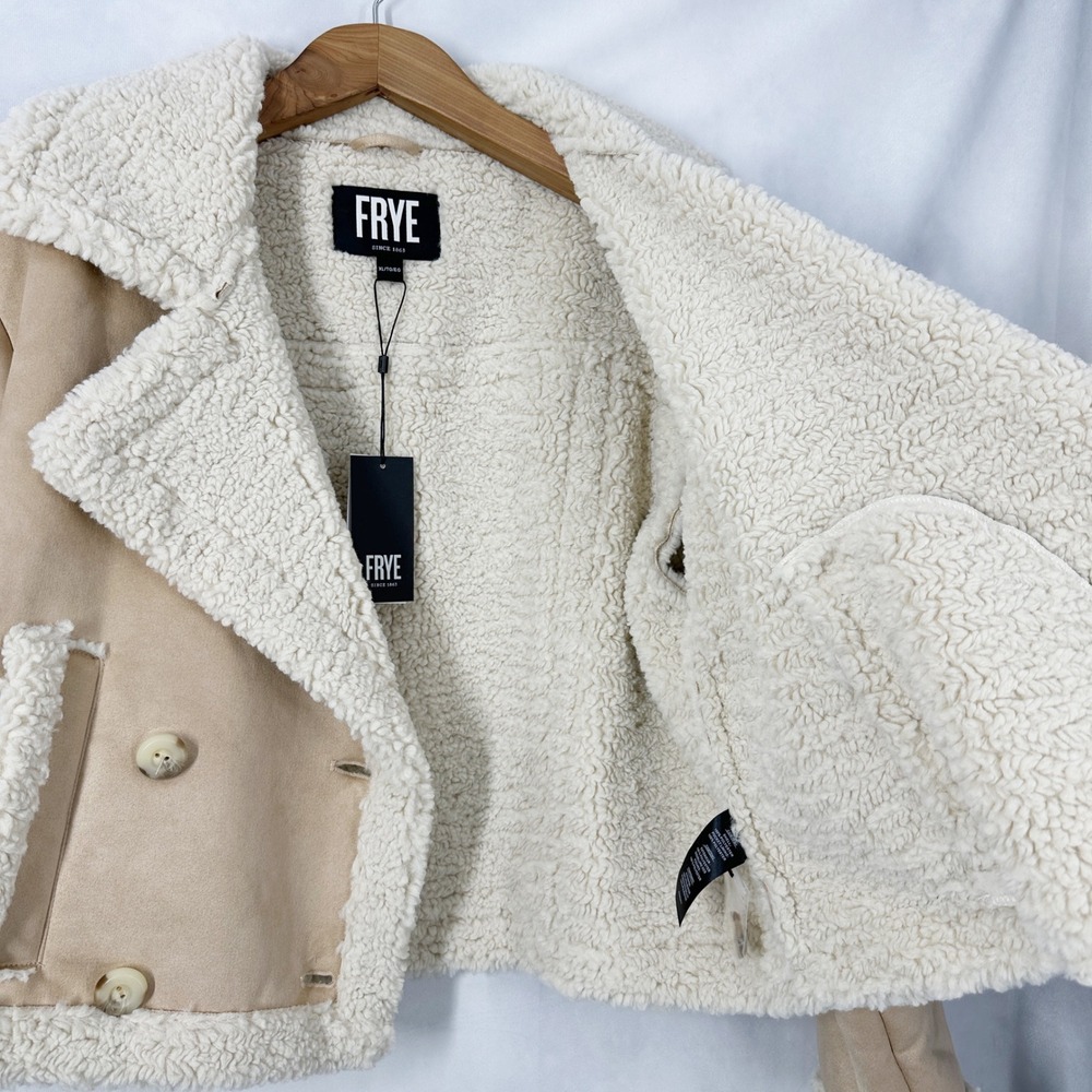 Frye Faux Shearling & Suede Long Sleeve Moto Jacket Women's Size XL NEW - Picture 8 of 13